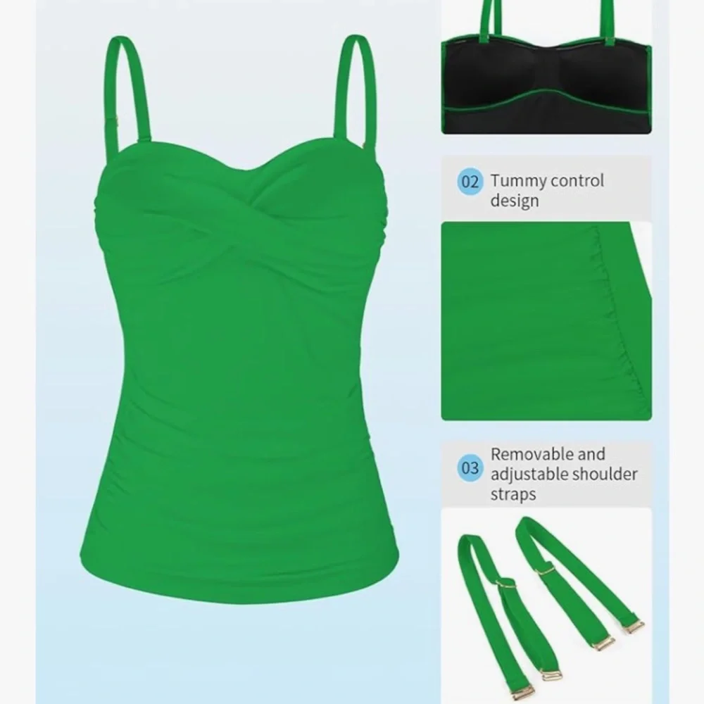 RELLECIGA Emerald Green Bandeau Tankini Top - Picture 4 of 7